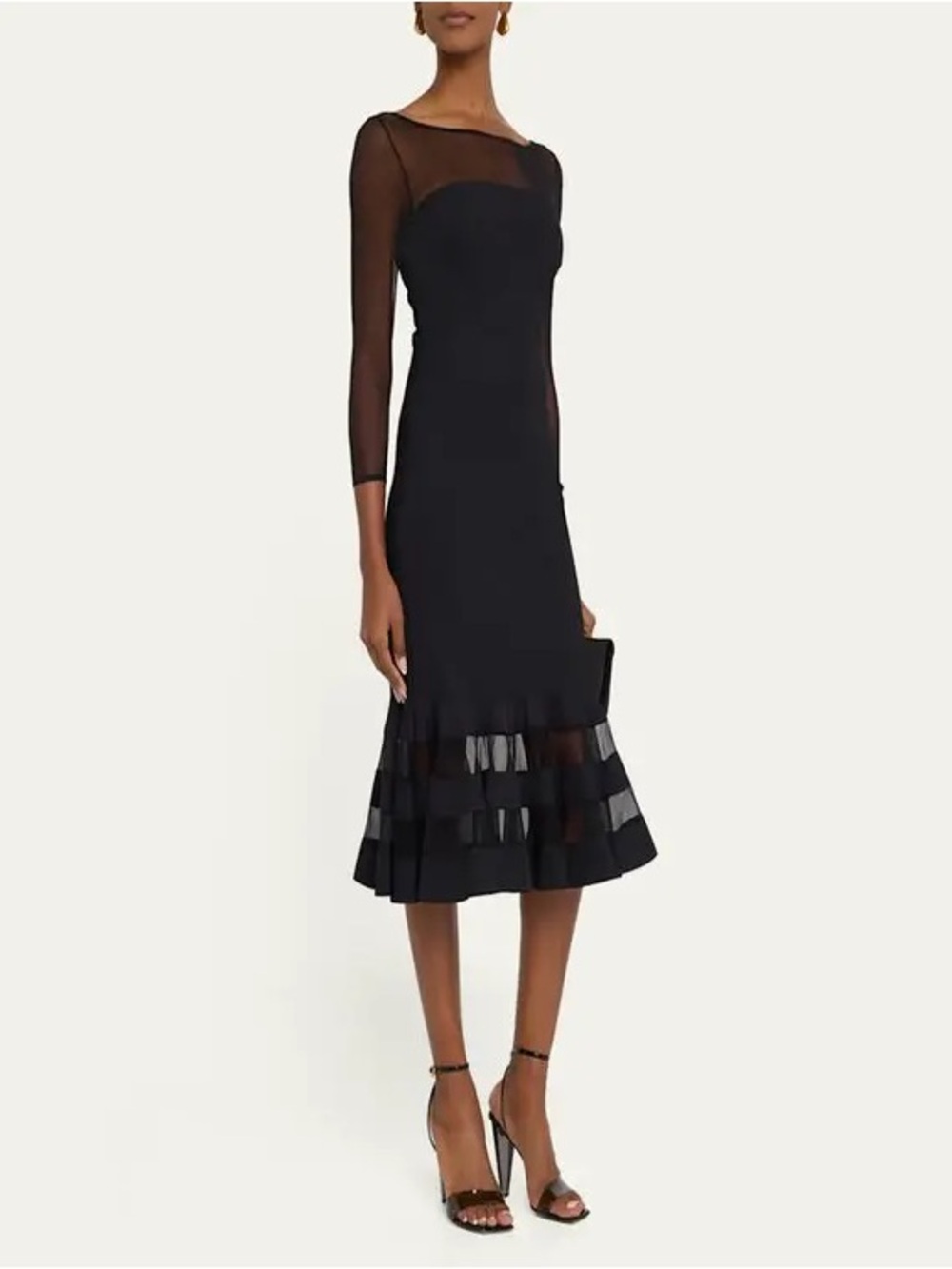 NWT Chiara Boni La Petite Leonina Illusion Mesh Midi Dress Size 16